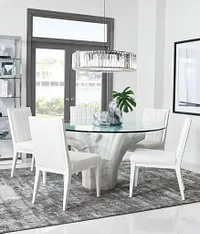 Ocean Drive 60" Glass Table & 4 Wood Chairs