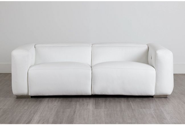Copa White Leather Power Reclining Sofa