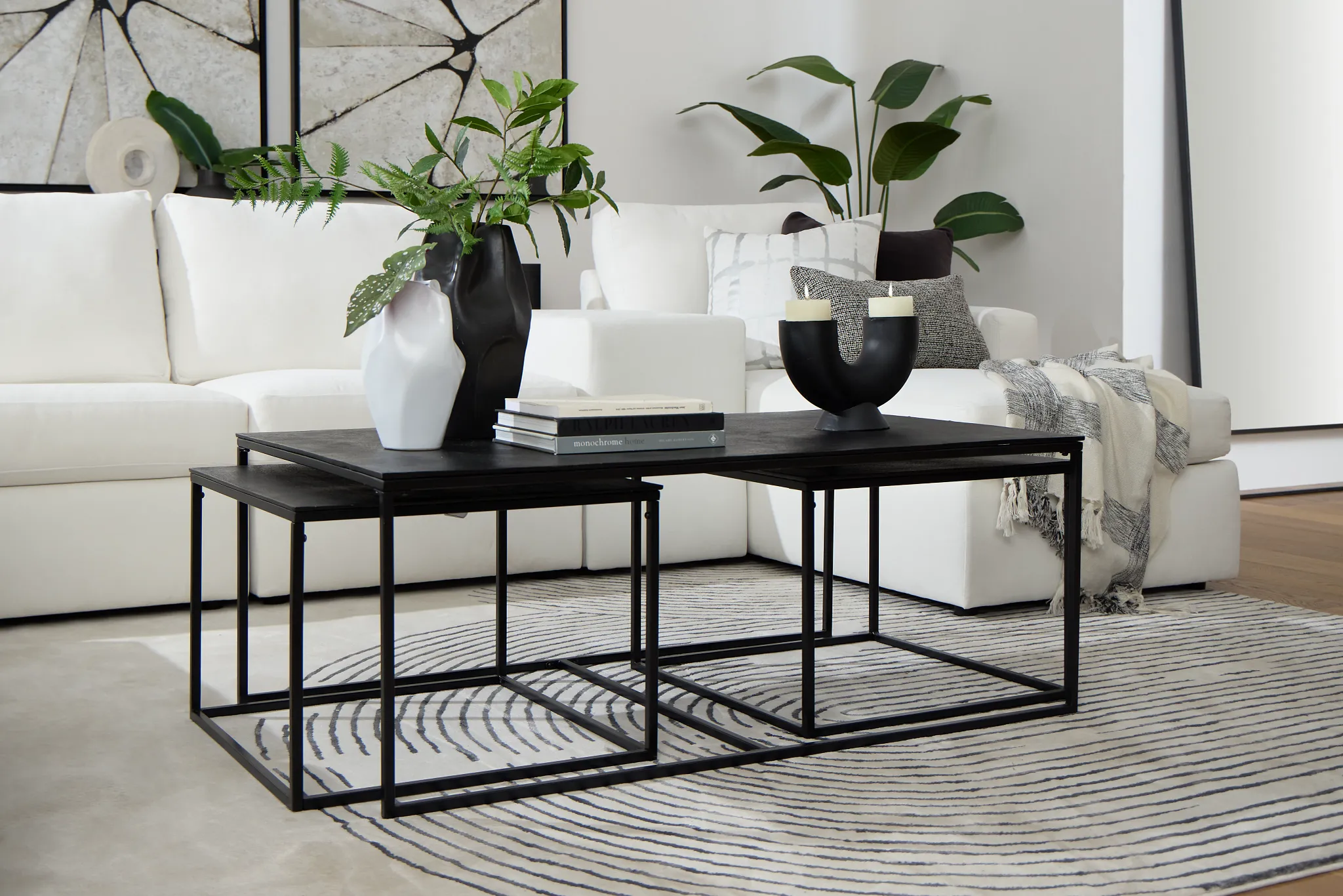 Doren Black Rect Nesting Coffee Table