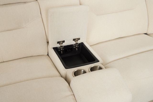 Travis Light Beige Fabric Large Triple Power Reclining Two-arm Sectional