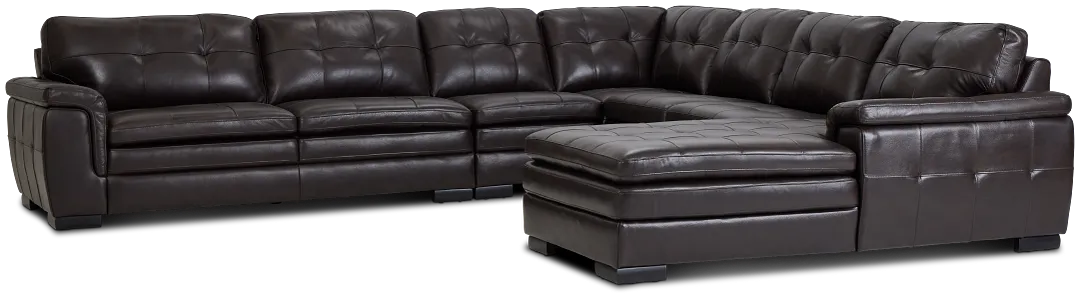 Braden Dark Brown Leather Large Right Chaise Sectional