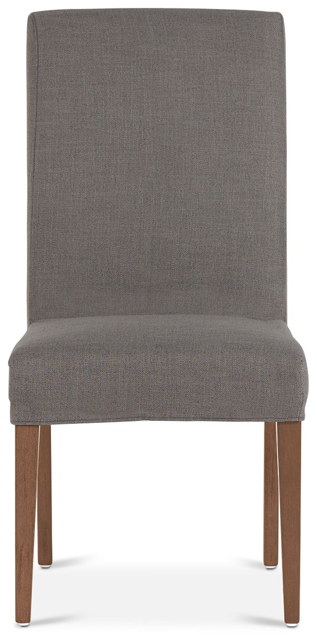 Harbor Dark Gray Short Slipcover Chair With Light Tone Leg