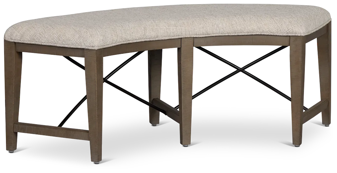 Heron Cove Light Tone Curved Upholstered Dining Bench