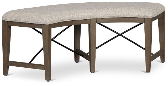 Heron Cove Light Tone Curved Upholstered Dining Bench