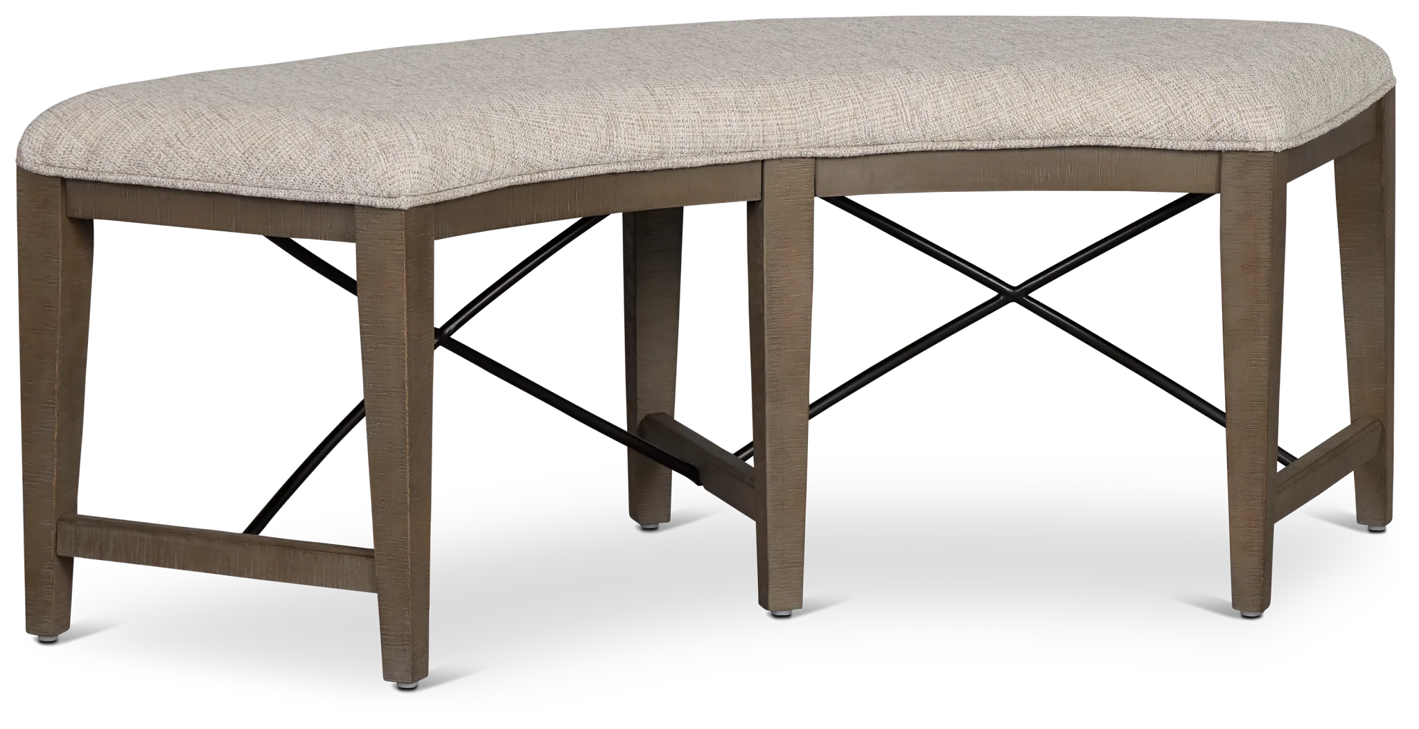 Heron Cove Light Tone Curved Upholstered Dining Bench