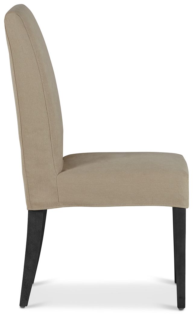 Destination Beige Short Slipcover Chair With Dark-tone Leg