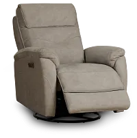 Ryder Beige Micro Power Swivel Glider Recliner