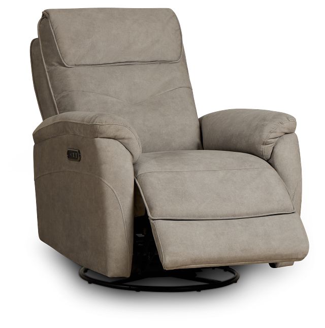 Ryder Beige Micro Power Swivel Glider Recliner