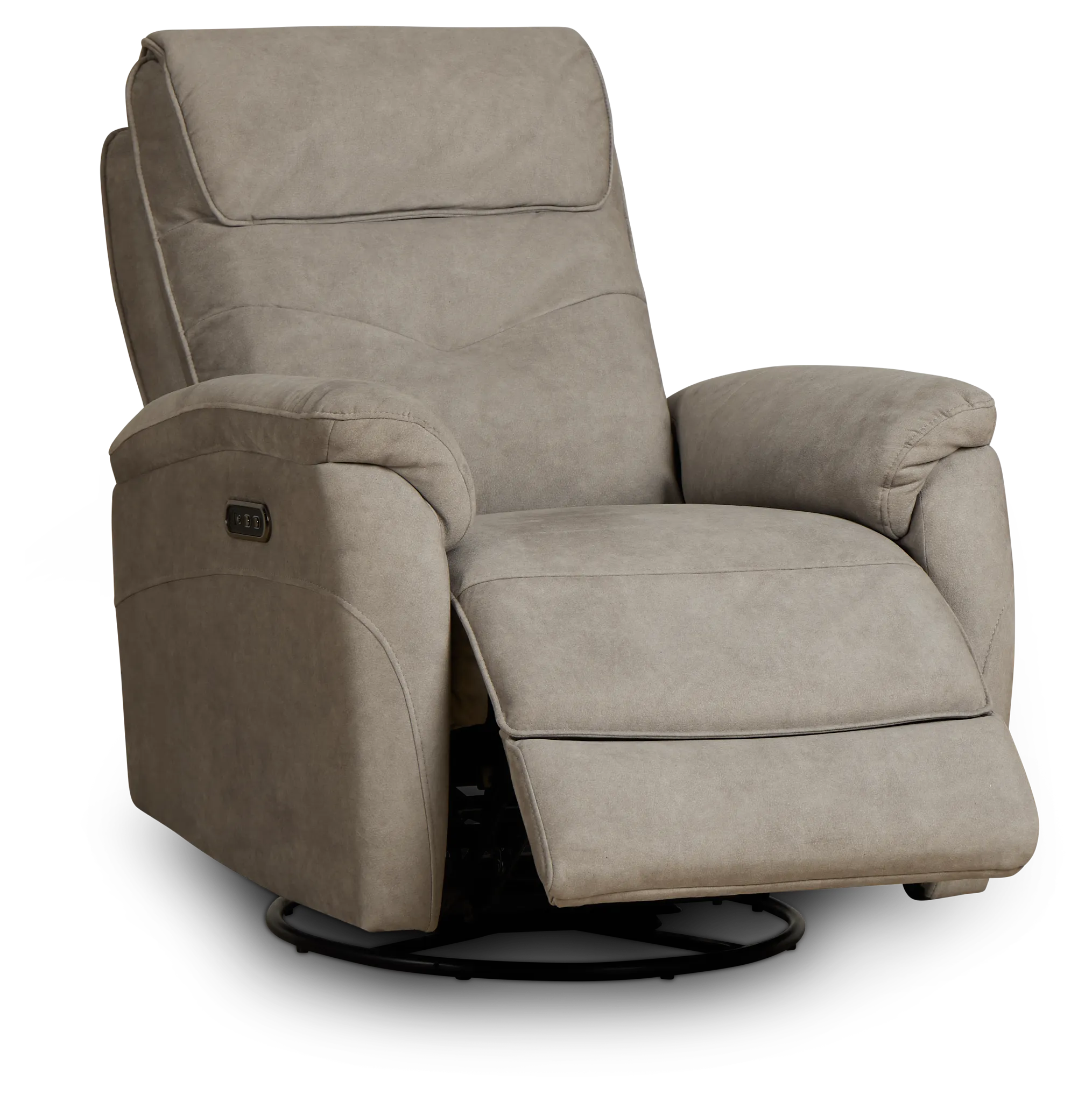 Ryder Beige Micro Power Swivel Glider Recliner