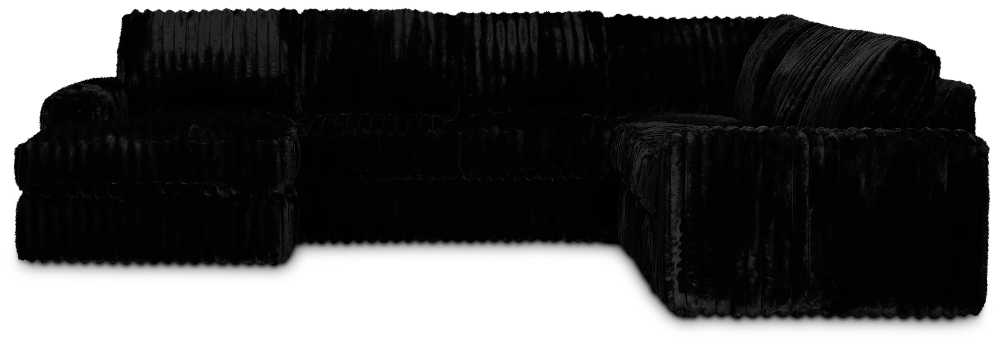 Teddy Black Fabric Medium Left Chaise Sectional