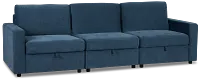 Addie Blue Fabric 3-piece Modular Storage Sofa