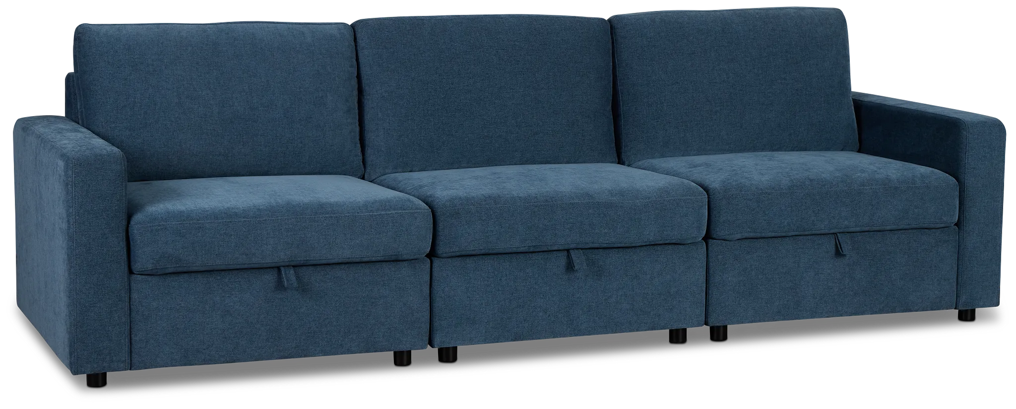 Addie Blue Fabric 3-piece Modular Storage Sofa