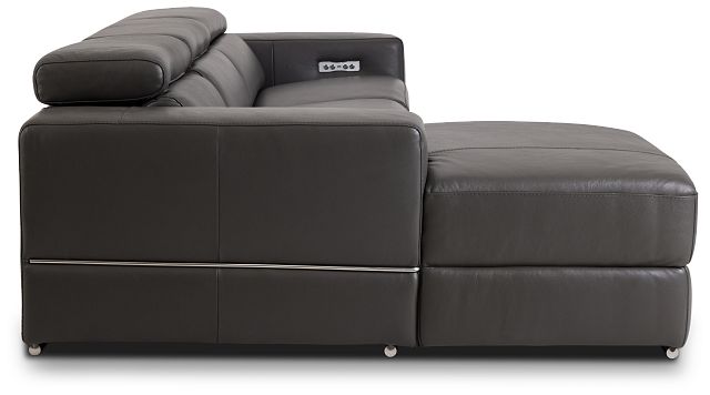 Dante Gray Leather Left Chaise Power Reclining Sectional