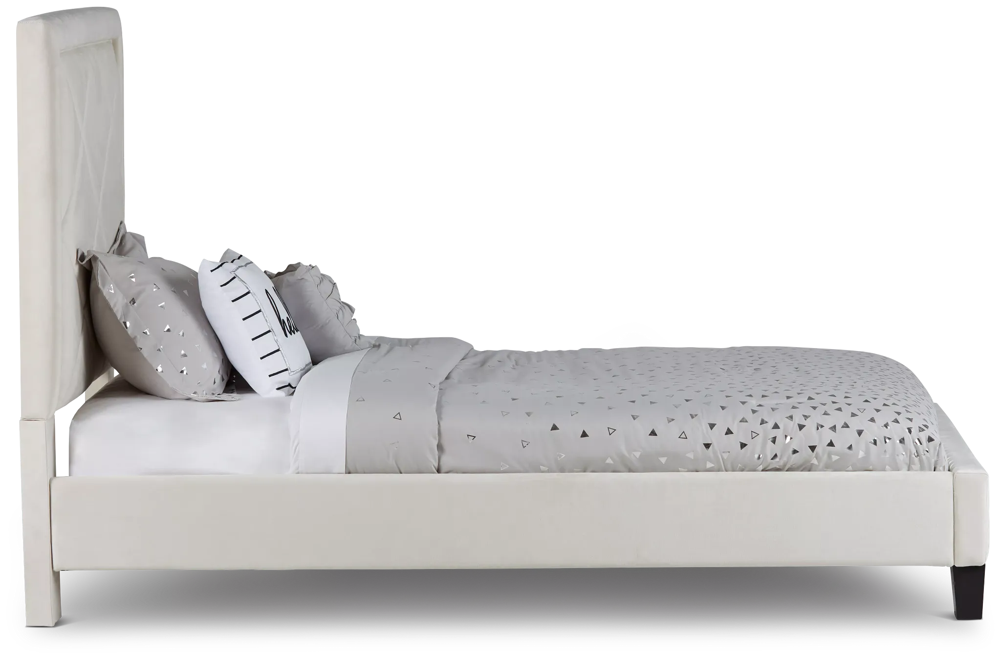 Collin Beige Velvet Platform Bed