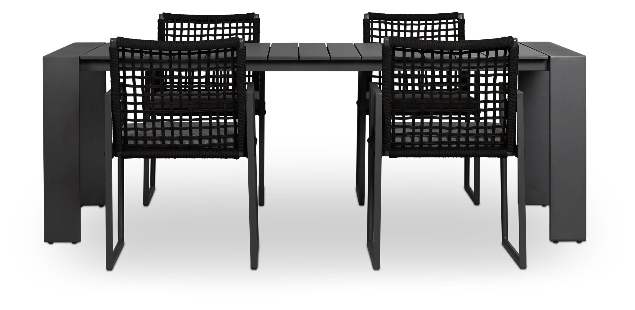 Sunrise Dark Gray 86" Rectangular Table & 4 Aluminum Arm Chairs