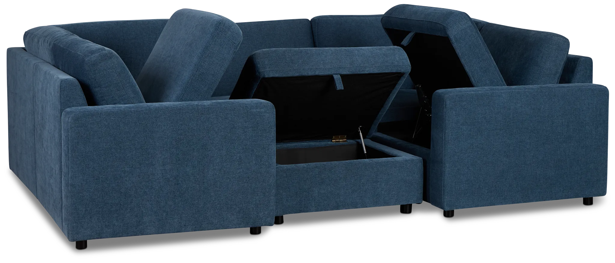 Addie Blue Fabric 6-piece Pit Storage Sectional