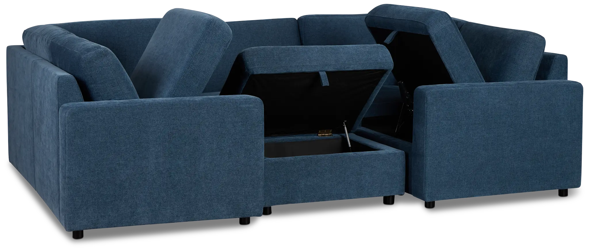 Addie Blue Fabric 6-piece Pit Storage Sectional Addie Blue Fabric 6-piece Pit Storage Sectional