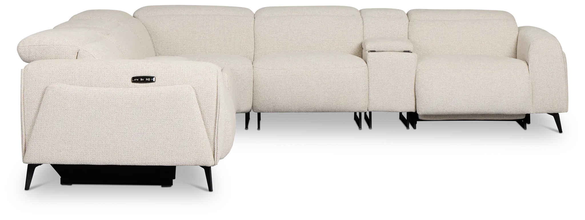 Reyna Light Beige Fabric Large Triple Power Reclining Two-arm Sectional