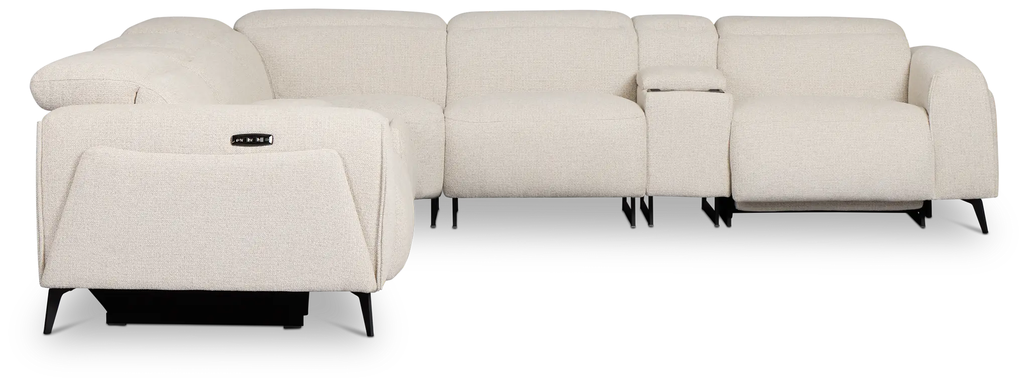 Reyna Light Beige Fabric Large Triple Power Reclining Two-arm Sectional Reyna Light Beige Fabric Large Triple Power Reclining Two-arm Sectional