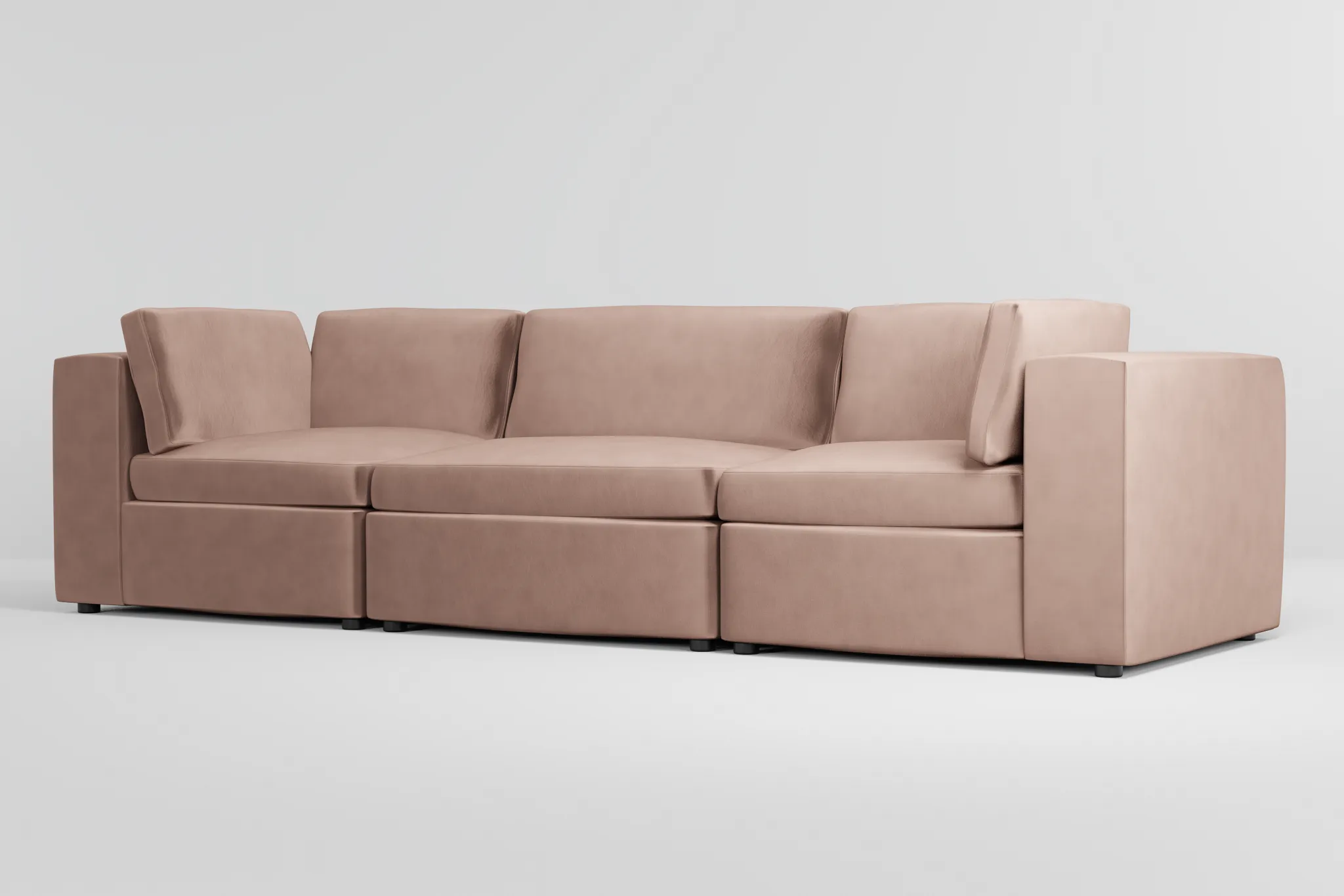 Destin Joya Light Pink Velvet 3-piece Modular Sofa