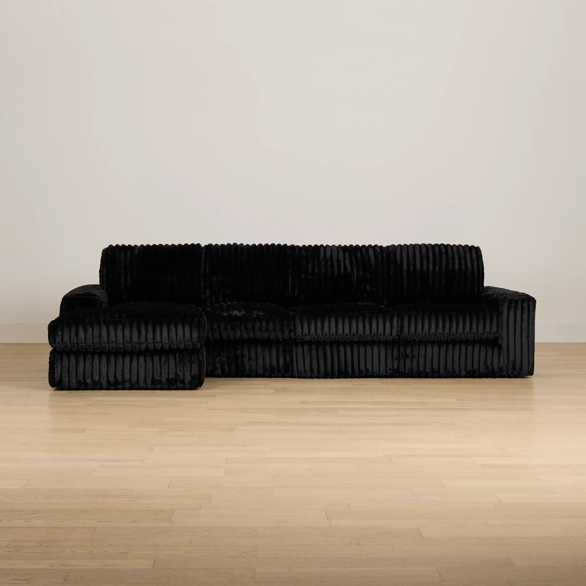 Teddy Black Fabric Small Left Chaise Sectional