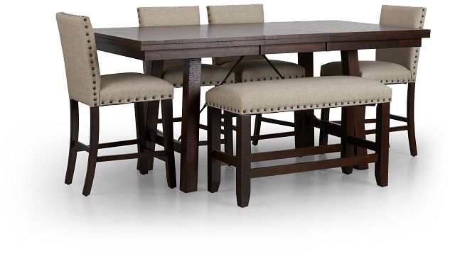 Jax Beige High Table, 4 Barstools & High Bench