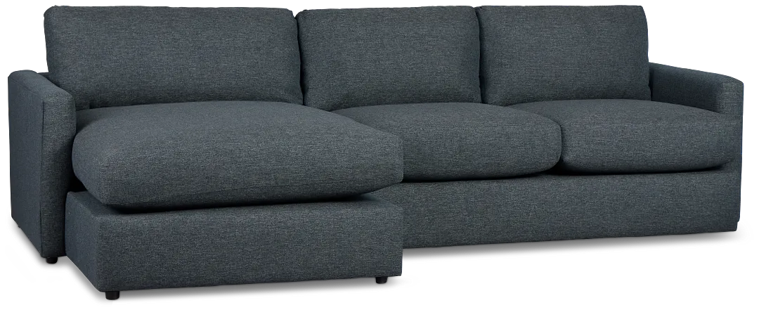 Noah Dark Blue Fabric Small Left Chaise Sectional