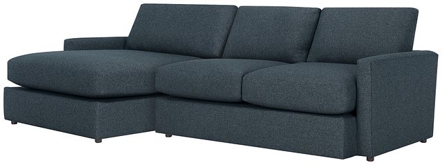 Noah Dark Blue Fabric Small Left Chaise Sectional (0)