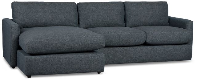 Noah Dark Blue Fabric Small Left Chaise Sectional