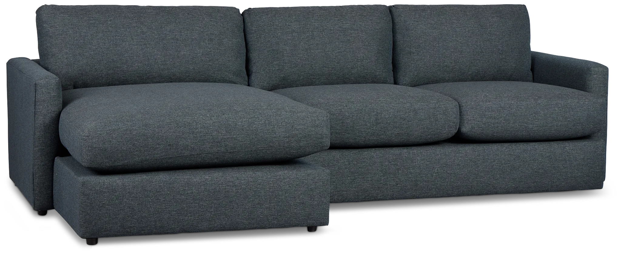 Noah Dark Blue Fabric Small Left Chaise Sectional