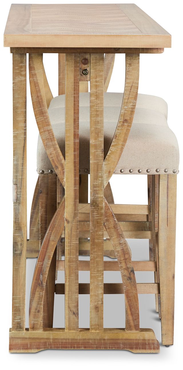 Joplin Light Tone High Table With 3 Backless Barstools