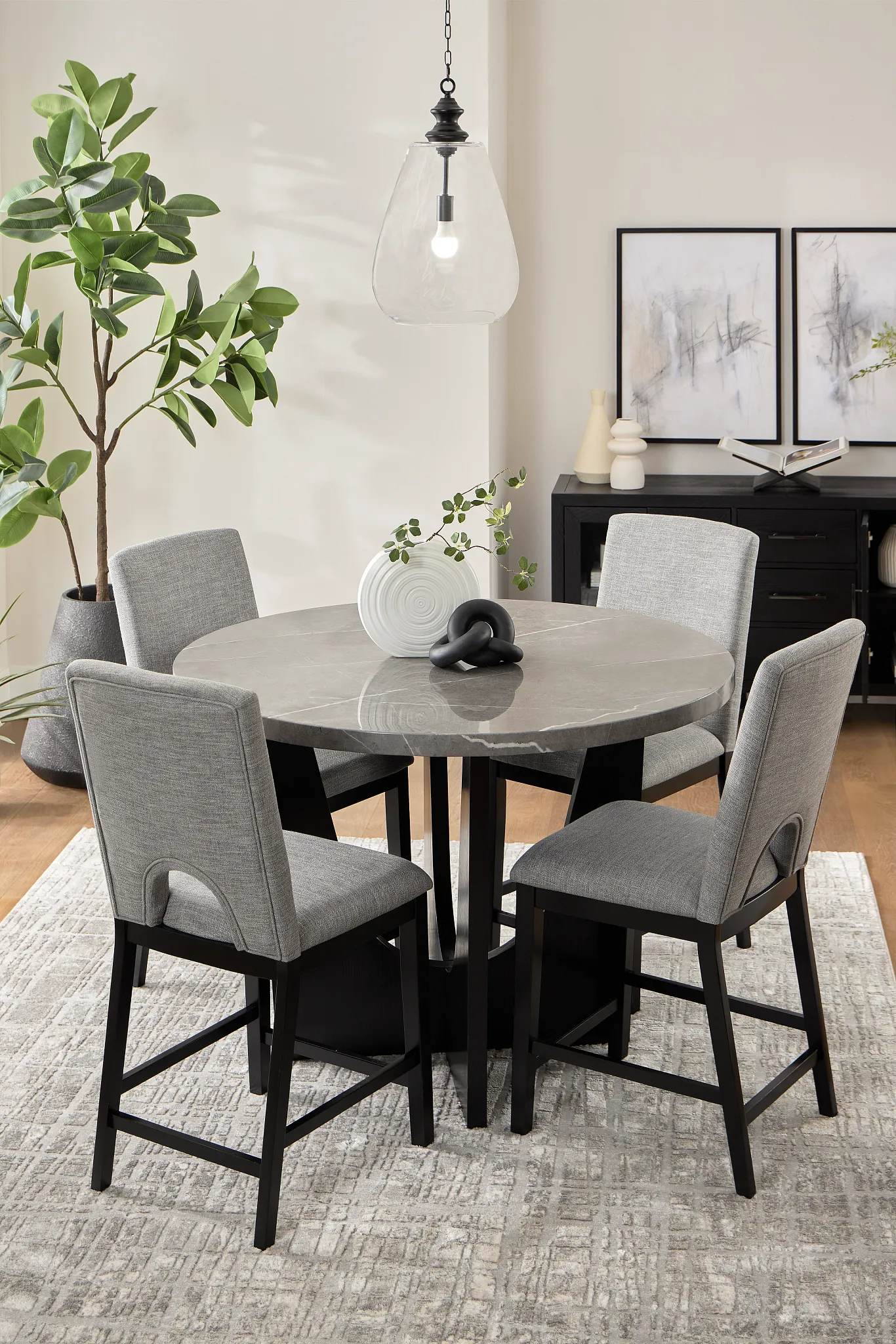 Oxford Two-tone High Table & 4 Upholstered Barstools