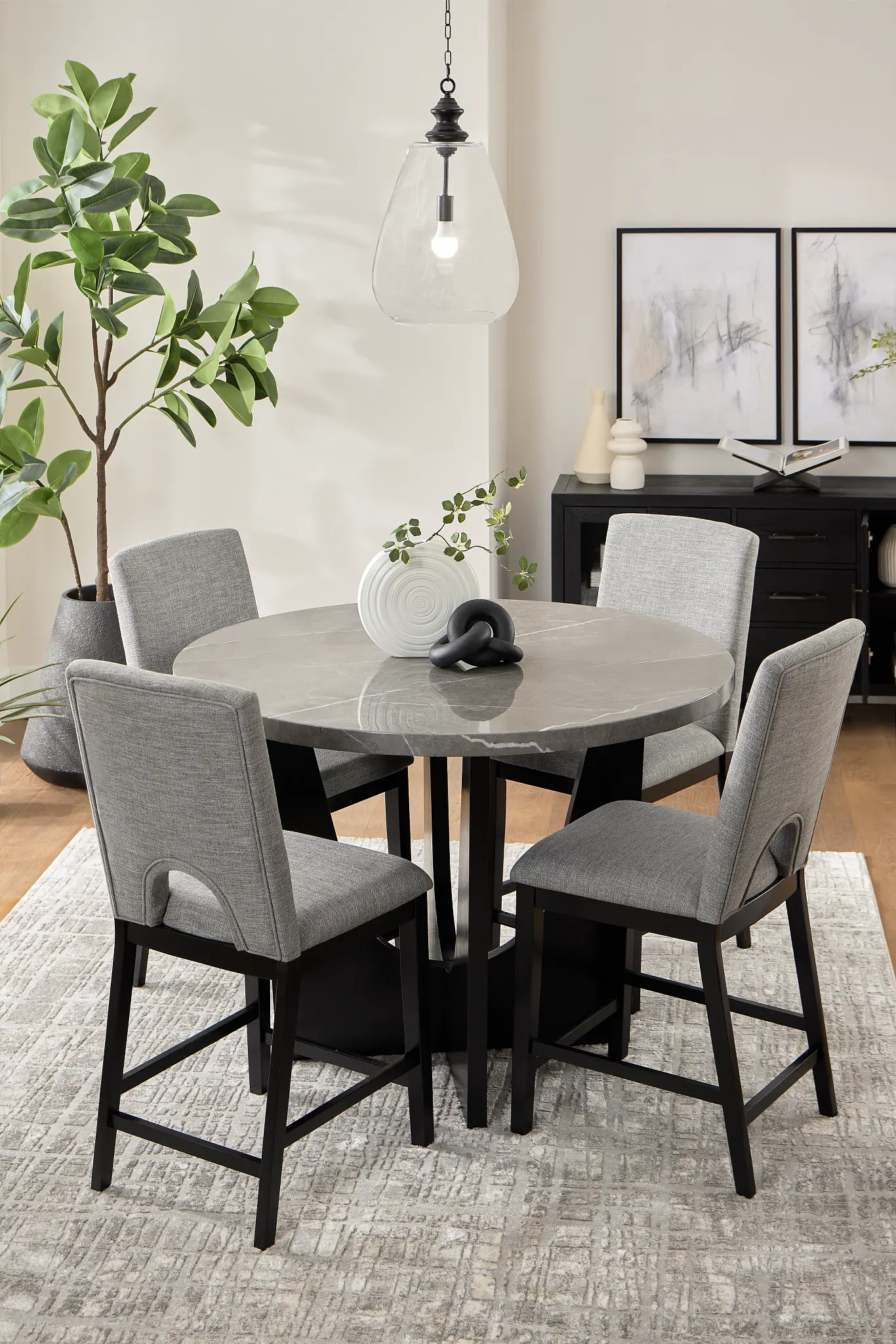 Oxford Two-tone High Table & 4 Upholstered Barstools Oxford Two-tone High Table & 4 Upholstered Barstools