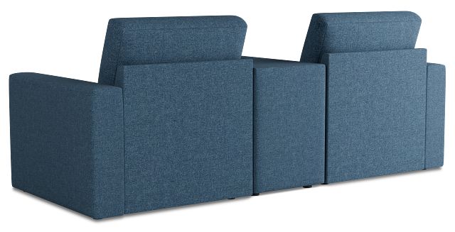 Citymod Blue Fabric 3-piece Modular Sofa With Media Console
