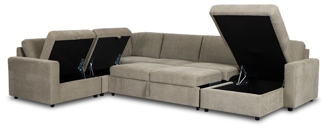 Addie Gray Fabric Medium Right Chaise Storage Sleeper Sectional