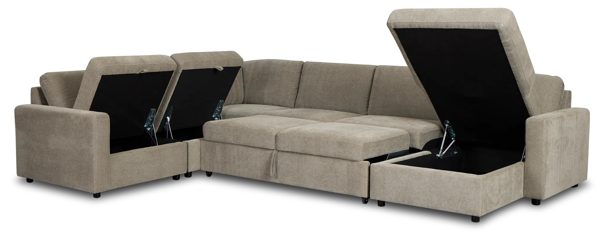 Addie Gray Fabric Medium Right Chaise Storage Sleeper Sectional