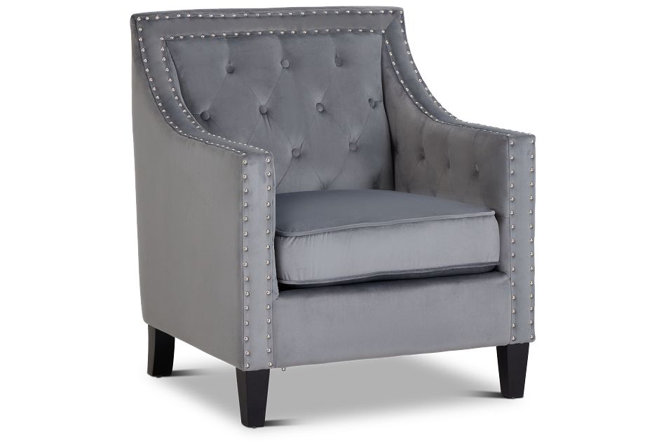 Tiffany Gray Velvet Accent Chair,