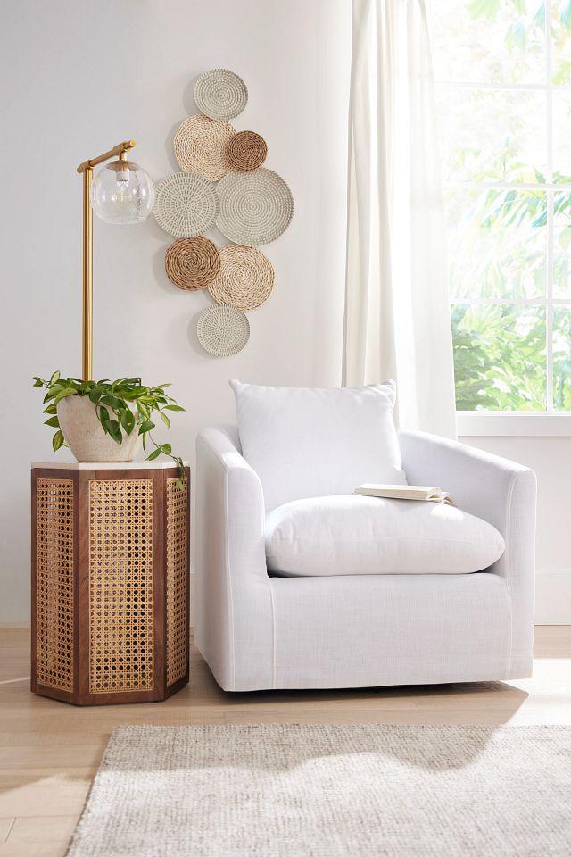 Willow White Fabric Swivel Chair