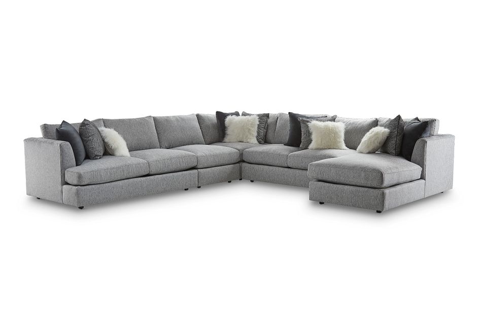 Sydney Gray Fabric Large Right Chaise Sectional