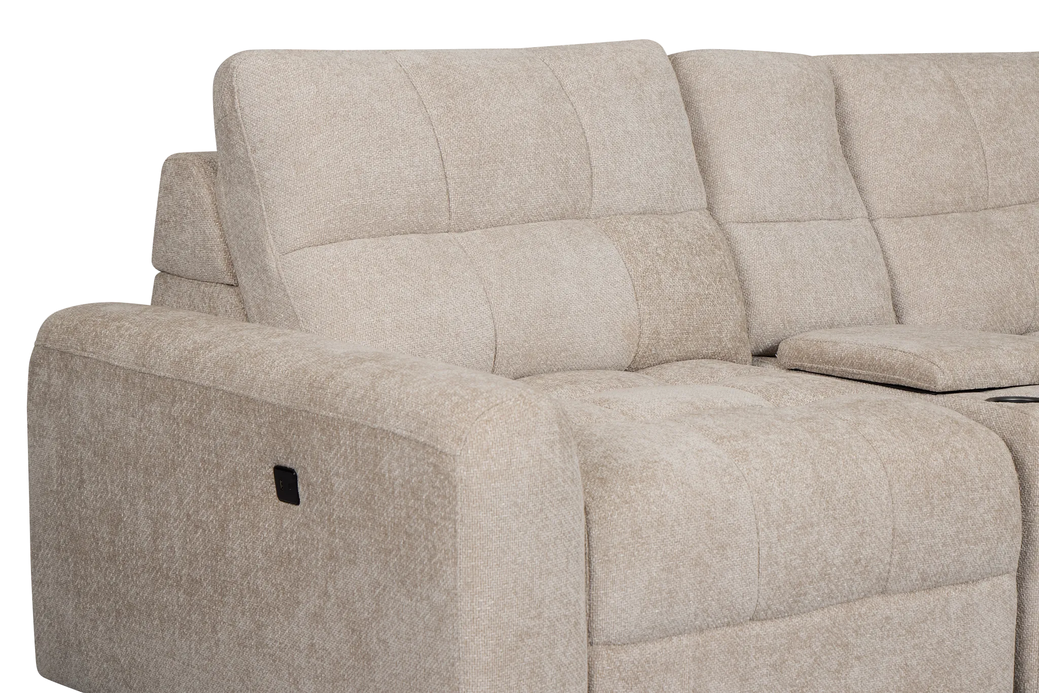 Hendrix Light Taupe Fabric Small Dual Power Right Extension Chaise Sectional