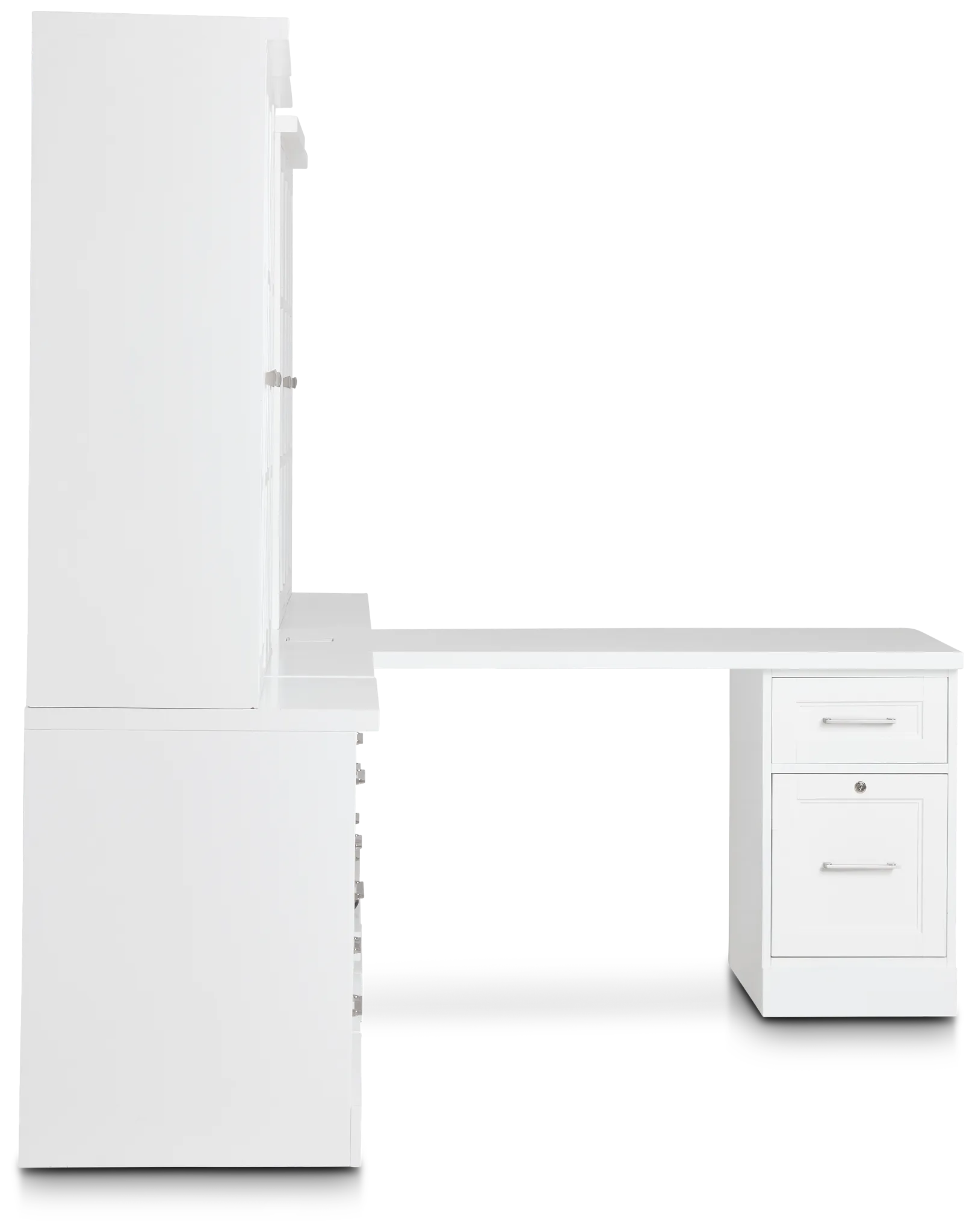 Newport White Large Peninsula Drawer Wall Desk