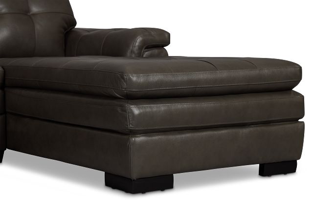 Braden Dark Gray Leather Large Right Chaise Sectional