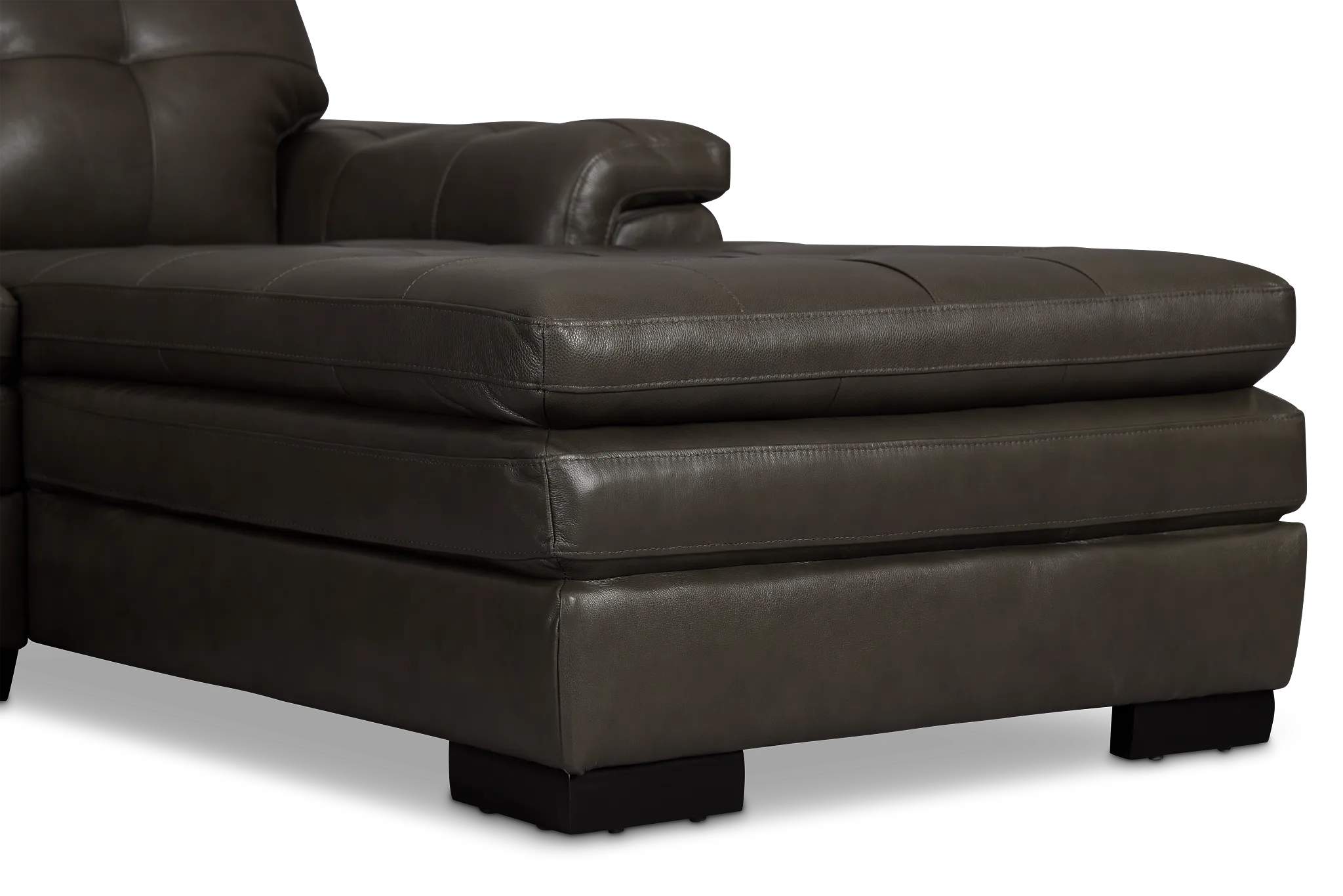 Braden Dark Gray Leather Large Right Chaise Sectional