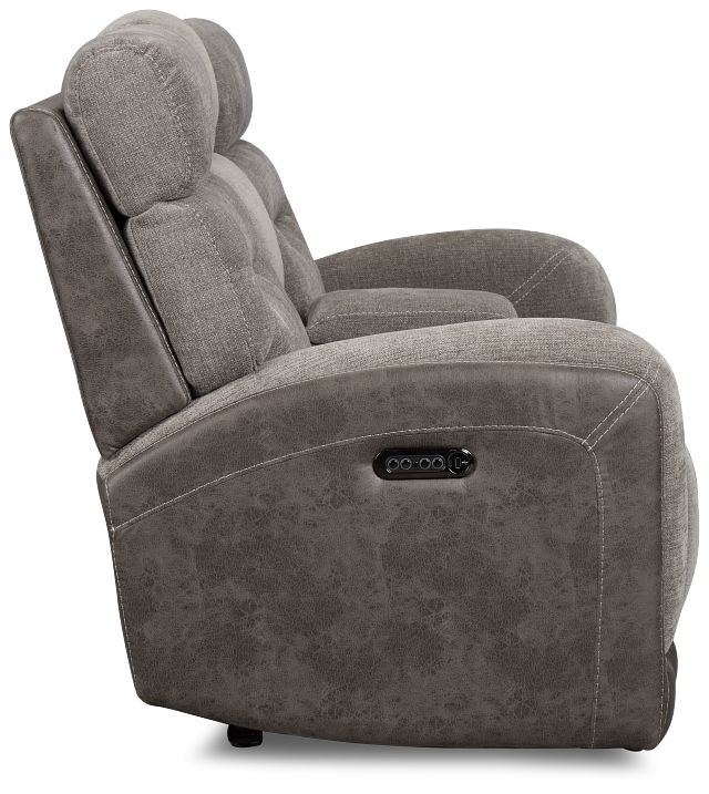 Travis Gray Fabric Power Reclining Console Loveseat
