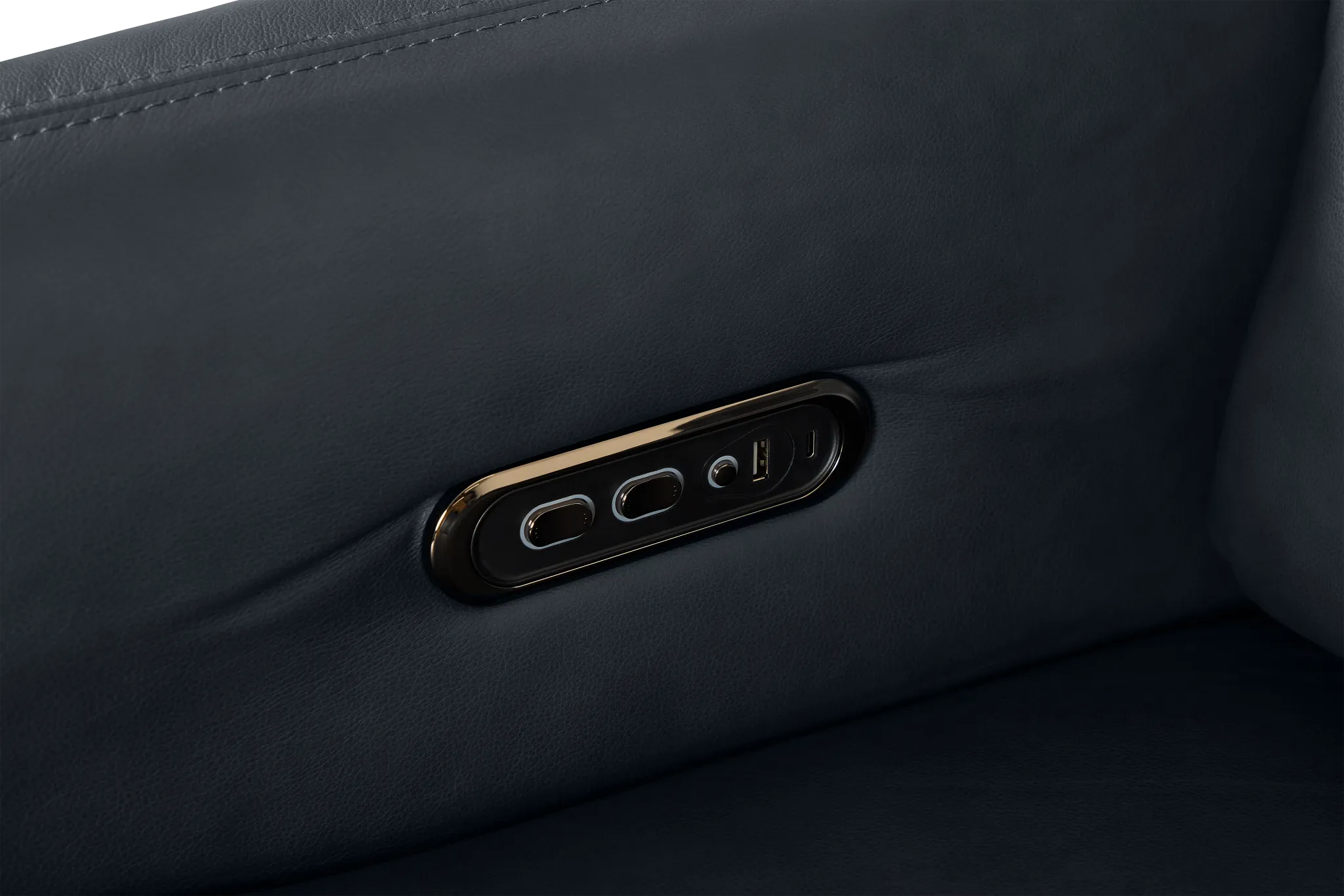 Eve Dark Blue Lthr/vinyl Power Swivel Glider Recliner