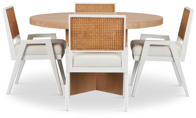 Malibu Light Tone Round Table & 4 Chairs