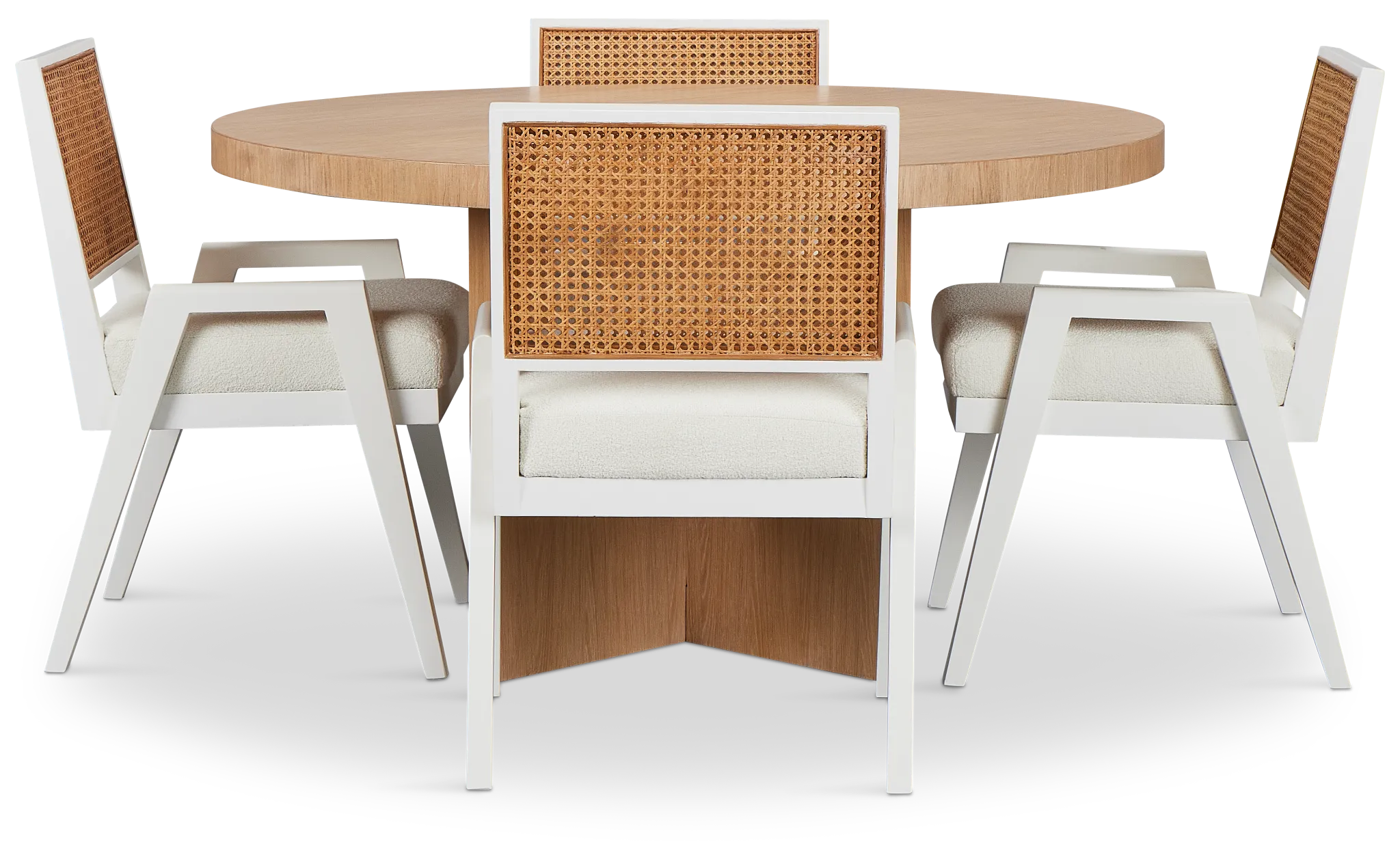 Malibu Light Tone Round Table & 4 Chairs