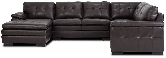 Braden Dark Brown Leather Medium Left Chaise Sectional