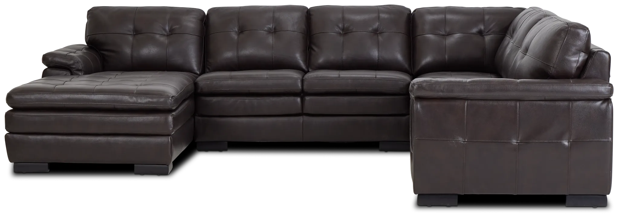 Braden Dark Brown Leather Medium Left Chaise Sectional