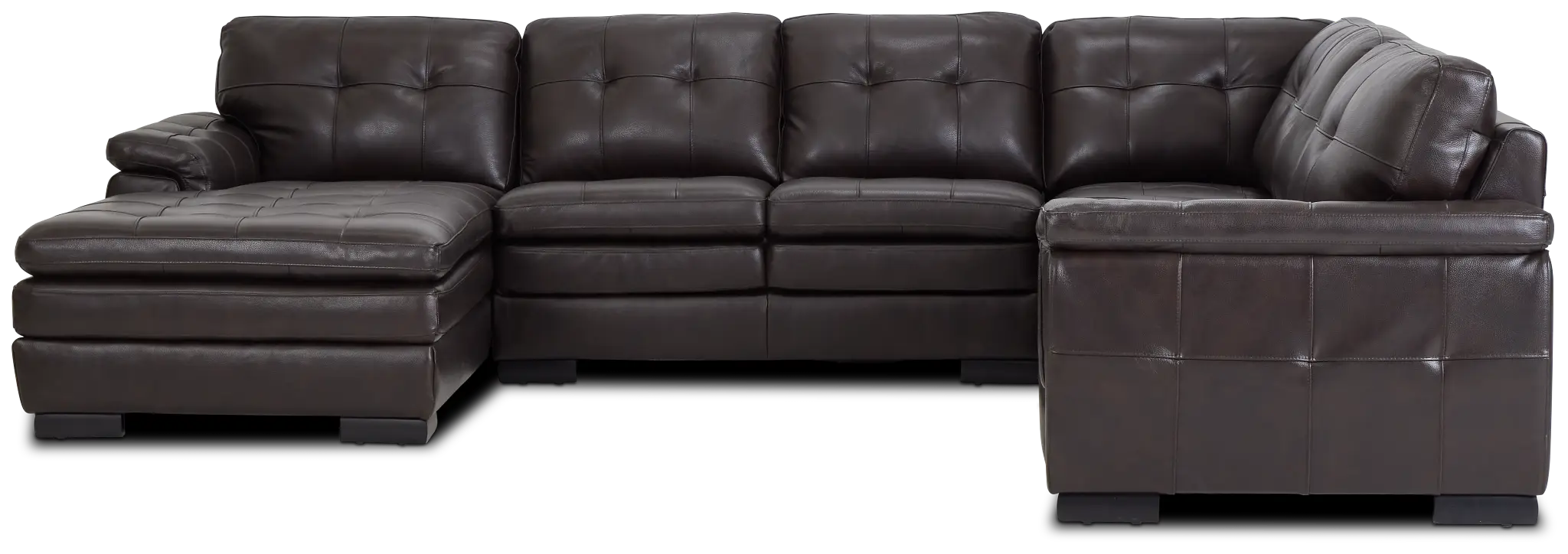 Braden Dark Brown Leather Medium Left Chaise Sectional Braden Dark Brown Leather Medium Left Chaise Sectional